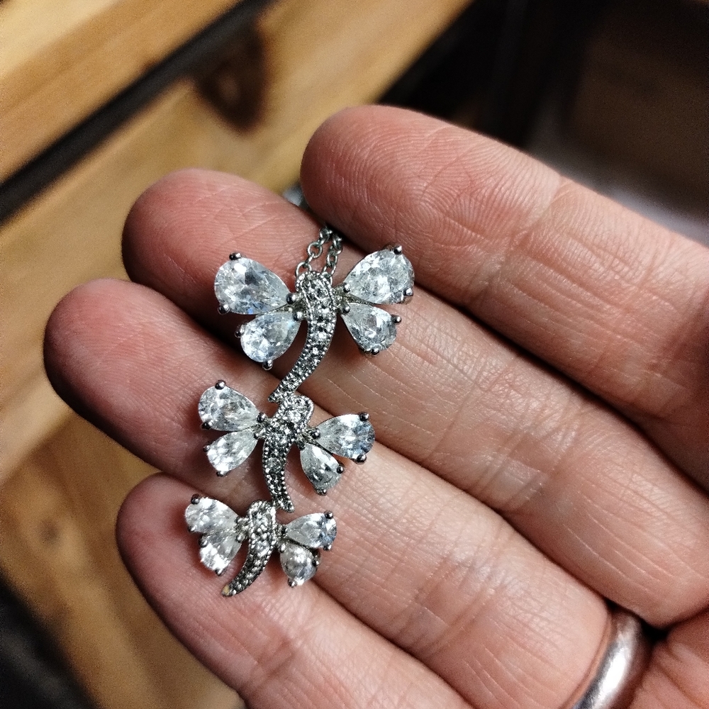 Dragonfly genuine cubic zirconia with adjustable clasp